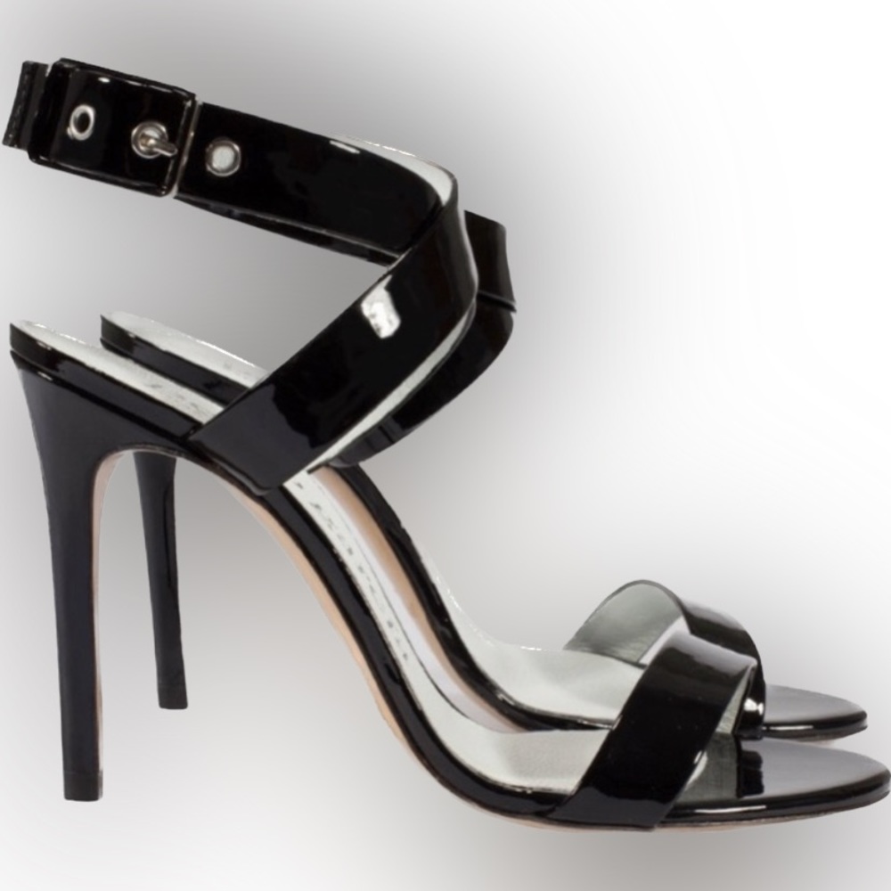 Pedro Garcia Cecily Sandal in Black Patent Leather | Size 8.5 / 38.5